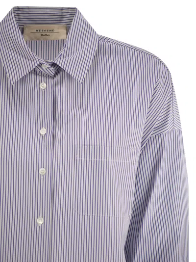 Weekend Max Mara Cotton Stripe Oxford Shirt In Blue