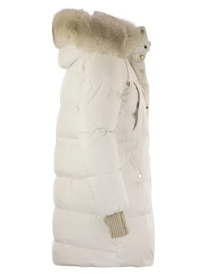 Moo Rer Talassa Stp Long Down Jacket With Hood In White