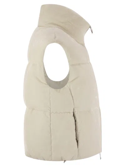 Herno Velvet Sleeveless Down Jacket In Neutral