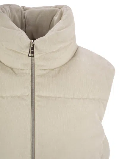 Herno Velvet Sleeveless Down Jacket In Neutral