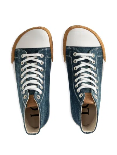 Loewe Bloc Denim Sneakers In Blue