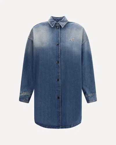 Prada Women Denim Shirt Jacket In Blue