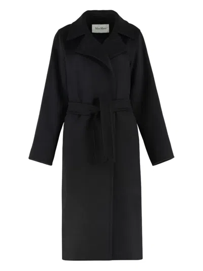 Max Mara Manuela Icon Belted Wool Coat In Black