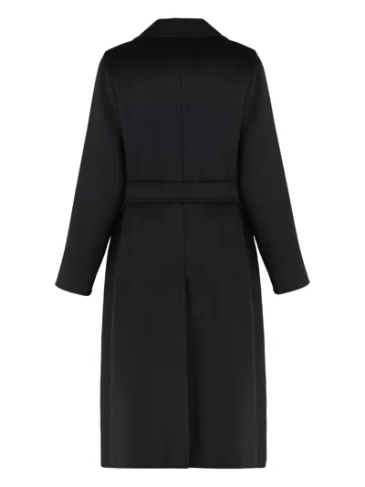 Max Mara Manuela Icon Belted Wool Coat In Black