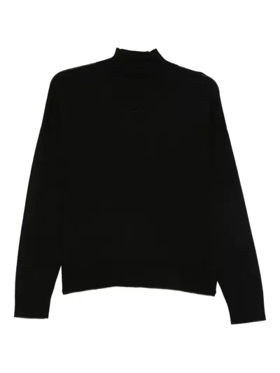 Liu •jo Turtleneck Split-hem Sweater In Black