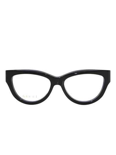 Gucci Eyeglasses Square Full Rim, Black/nude Frame And Clear Demo Lenses Lens Gg1665o008 In Black