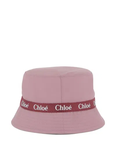 Chloé Logo-band Bucket Hat In Pink