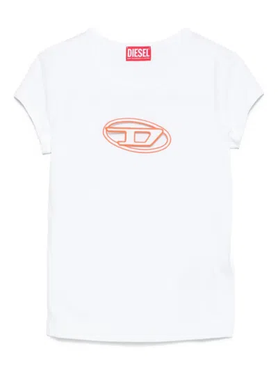 Diesel T-angie Cotton Crew-neck T-shirt In White