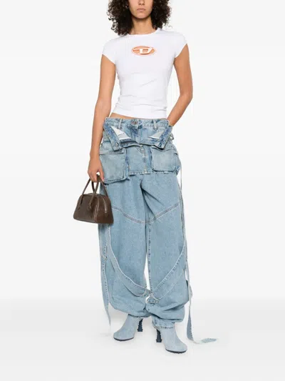 Diesel T-angie Cotton Crew-neck T-shirt In White