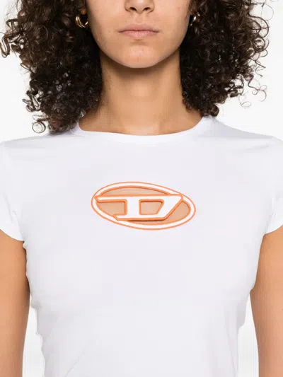 Diesel T-angie Cotton Crew-neck T-shirt In White