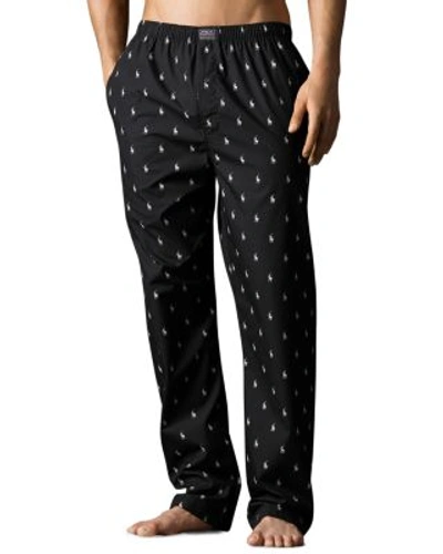 Shop Polo Ralph Lauren Pony Print Woven Pajama Pants In Black/white
