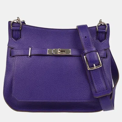 Pre-owned Hermes Jypsiere 28 Purple Taurillon Clemence Shoulder Bag