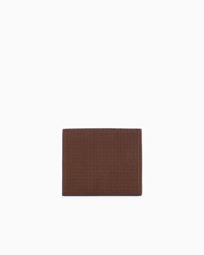 Giorgio Armani Portefeuille À Deux Volets En Cuir Imprimé In Brown