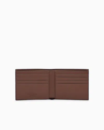 Giorgio Armani Portefeuille À Deux Volets En Cuir Imprimé In Brown