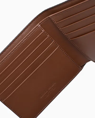 Giorgio Armani Portefeuille À Deux Volets En Cuir Imprimé In Brown