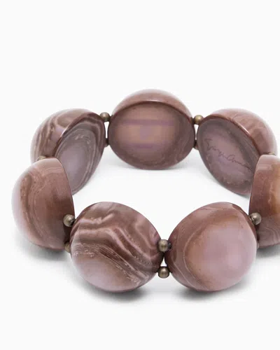 Giorgio Armani Beaded Polyester Elasticated Bracelet Half Sphere In Gold