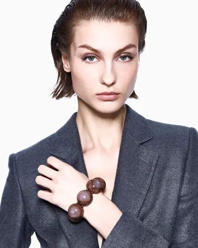 Giorgio Armani Beaded Polyester Elasticated Bracelet Half Sphere In Gold