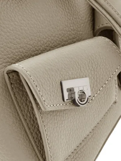 Ferragamo Geometric-flap Drawstring Backpack In Neutral