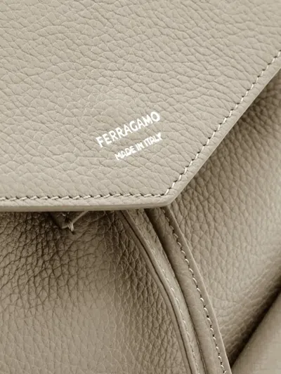 Ferragamo Geometric-flap Drawstring Backpack In Neutral