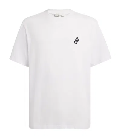 Jw Anderson J. W. Anderson Anchor Embroidery T-shirt White In White