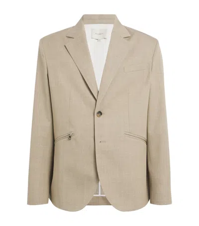 Jw Anderson Mens Clay Melange Notched-lapel Relaxed-fit Wool Blazer In Neutral