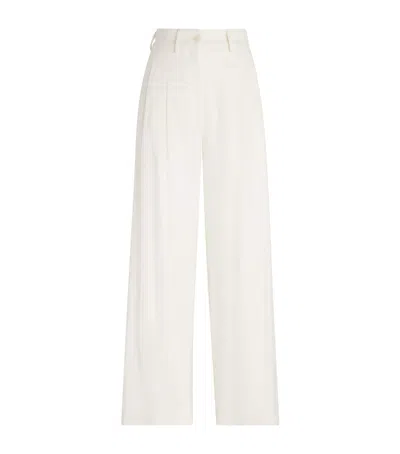 Colombo Kid Cashmere Wide-leg Tailored Trousers In White