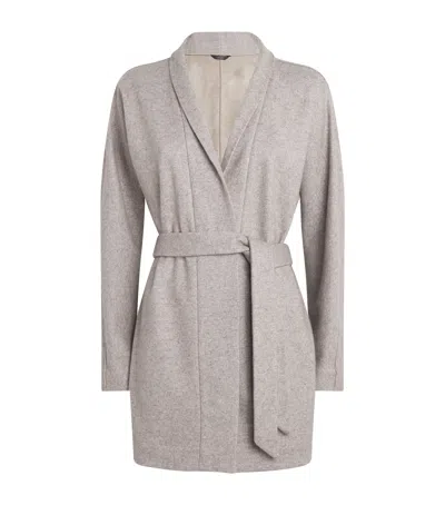 Colombo Cashmere-silk Belted Cardigan In Gray