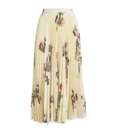 Etro Pleated Midi Skirt With Floral Print In Multi