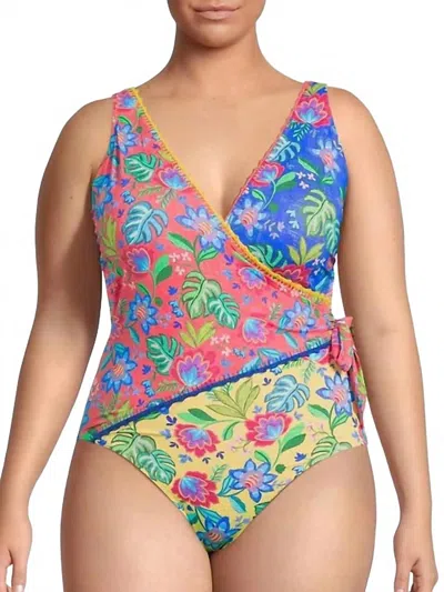 Johnny Was Women's Wrap One Piece Plus In Rumba Mix (multi) In Pink