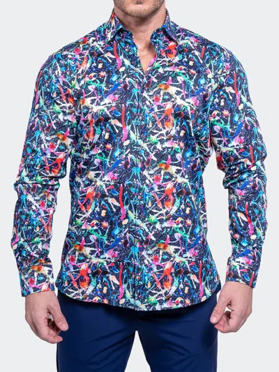 Maceoo Fibonacci Resistance Black Contemporary Fit Cotton Button-up Shirt In Blue