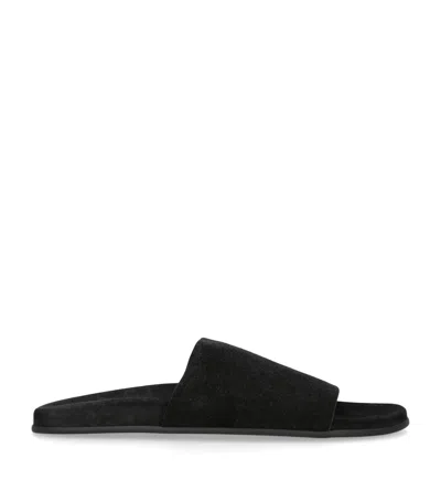 The Row Hugh Suede Sandals In Black