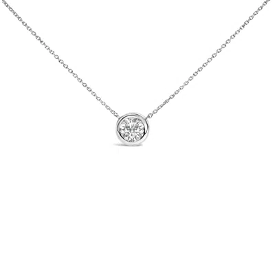 Haus Of Brilliance .925 Sterling Silver 7mm Bezel Set Created Blue Topaz Pendant Necklace In Silver