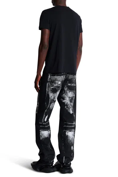 Balmain Black Crewneck T-shirt With Logo Lettering On The Front In Black