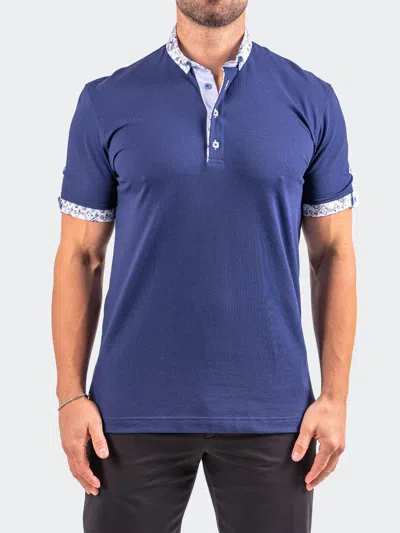 Maceoo Collarsolidcobalt Blue Button-down Polo In Blue