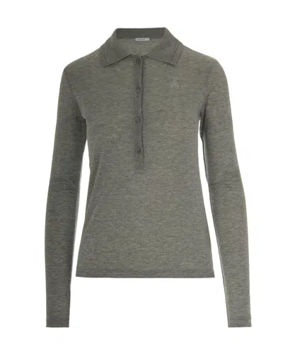 Patrizia Pepe Embroidered Polo Shirt In Gray