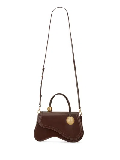 Cult Gaia Flap Shoulder Bag With Curved Top Handle In Brown