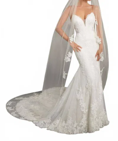 Morilee Edged With Pearl And Rhinestone Beaded Lace Wedding Veil In Ivory/gold In Multi