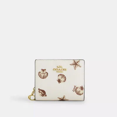 Coach Outlet Snap Wallet With Shell Print In White