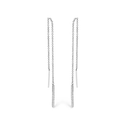 Haus Of Brilliance 10k White Gold 1/10 Cttw Diamond Threader Earrings In White