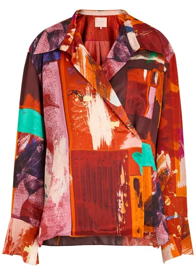 Roksanda Java Printed Satin Blouse In Multi