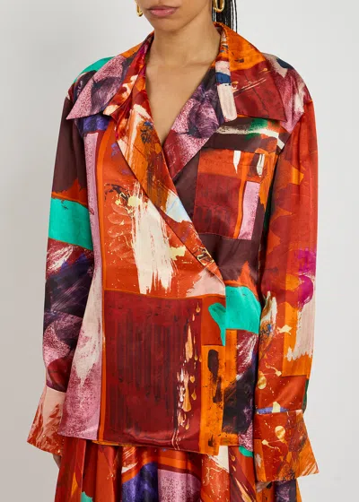Roksanda Java Printed Satin Blouse In Multi