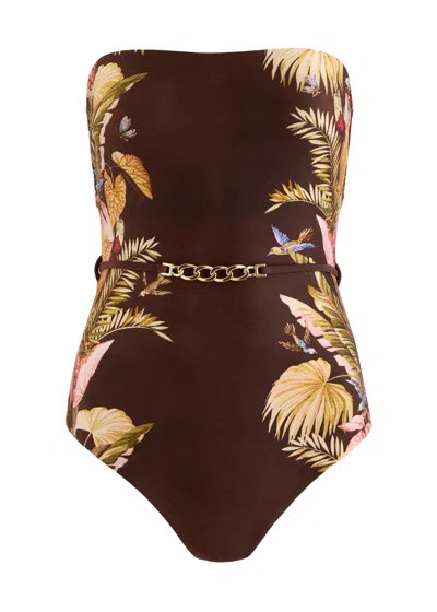 Zimmermann Ascension One-piece Swimsuit In Brown