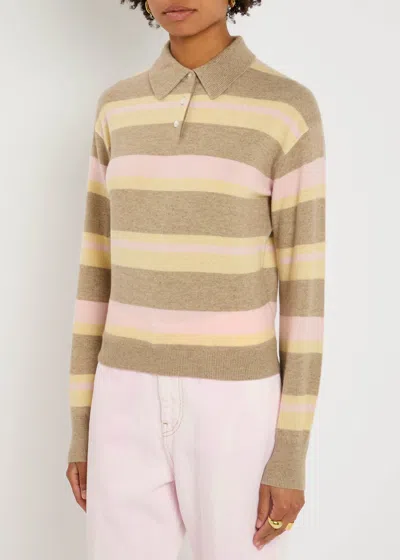 Guest In Residence Collegiate Stripe Polo With Cashmere Composition