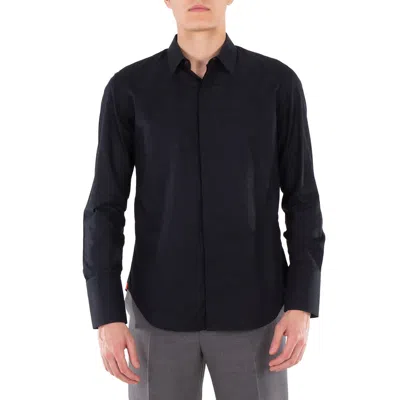 Ferragamo Logo Jacquard Long-sleeved Sports Shirt In Black