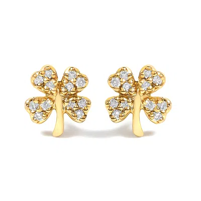 Haus Of Brilliance 10k Yellow Gold Diamond Accent 4 Leaf Clover Stud Earrings In Yellow