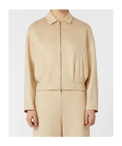 Max Mara Silk And Cotton Cropped Sweatshirt In Neutral