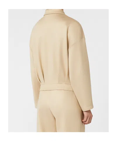 Max Mara Silk And Cotton Cropped Sweatshirt In Neutral