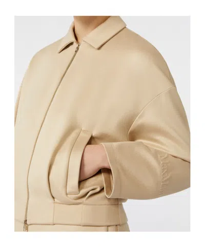 Max Mara Silk And Cotton Cropped Sweatshirt In Neutral