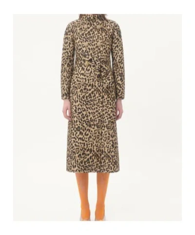 Valentino Leopard Print Double Breasted Coat With Belt In Animal Print