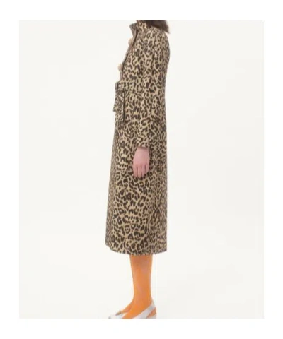 Valentino Leopard Print Double Breasted Coat With Belt In Animal Print